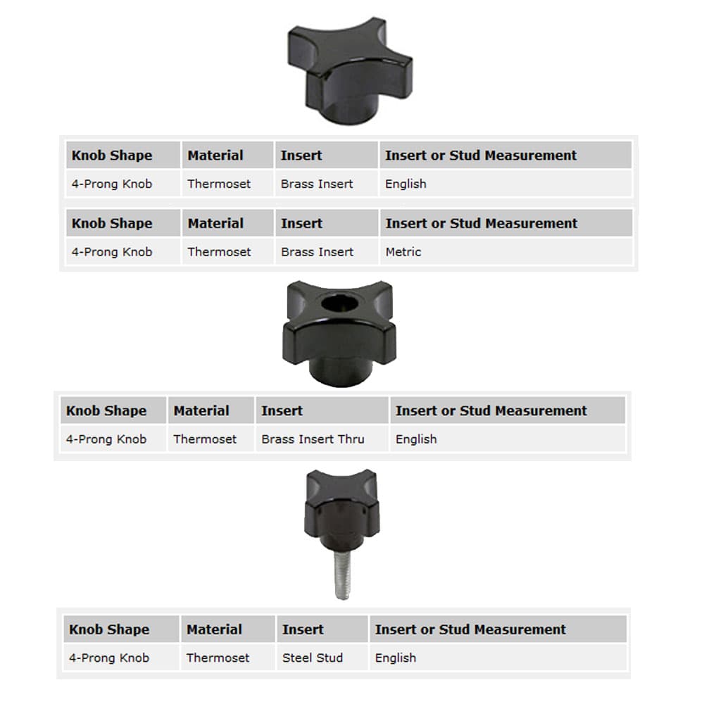 EHC Knobs - Control Knobs - 4 Prong Knob Series