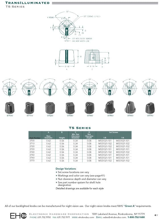 EHC Knobs - Control Knobs TS Series