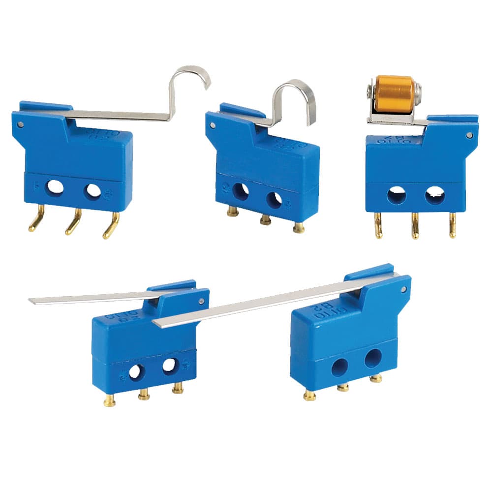 A single break sub-miniature basic switch with integral actuating levers, to