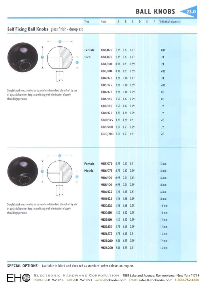 EHC Knobs - Control Knobs - Clamp Ball Knob Series