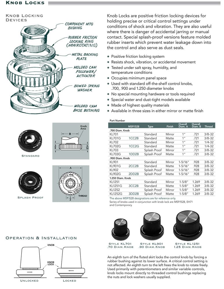 EHC Knobs - Control Knobs - Round Knob Locks