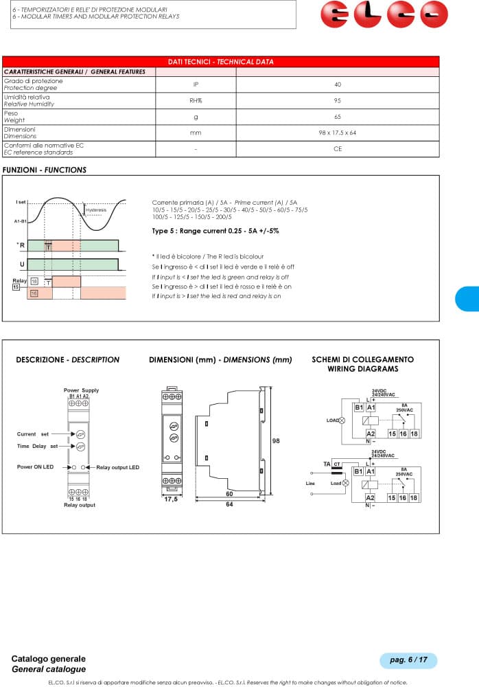 Elco Current Relay - CRF-5 Series