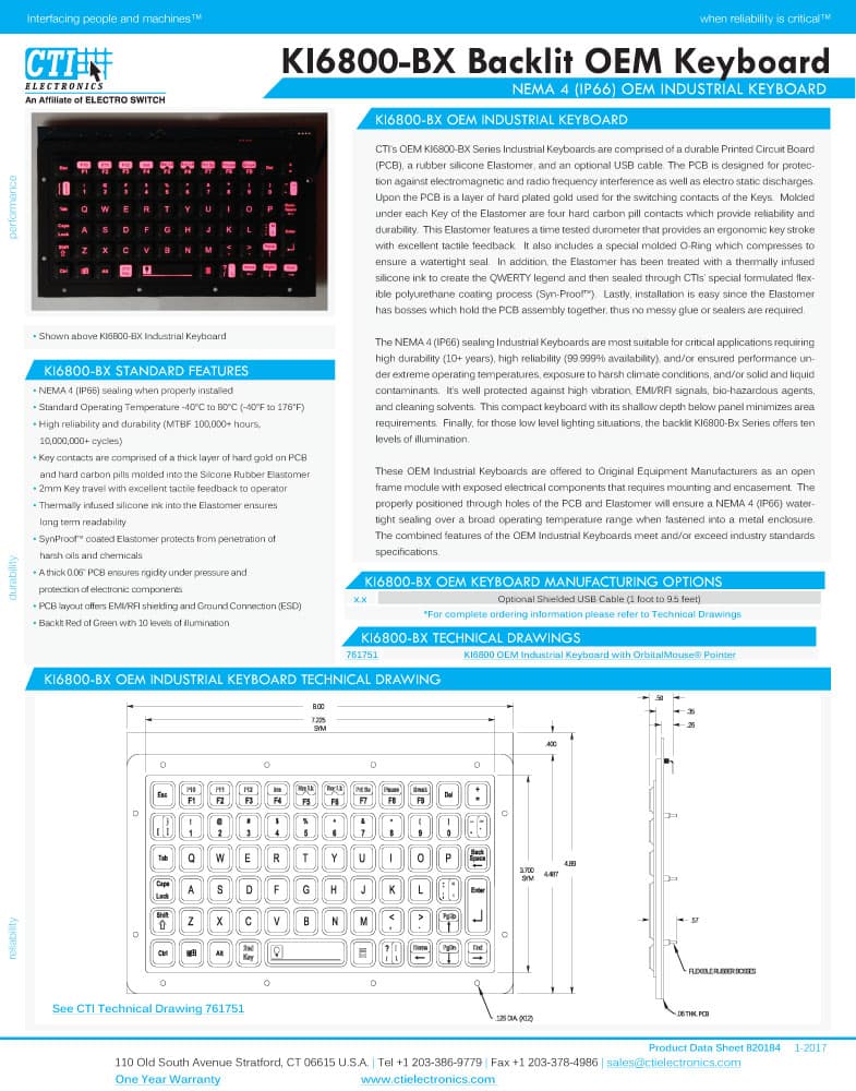 CTI OEM Backlit, Illuminated Keyboard Range