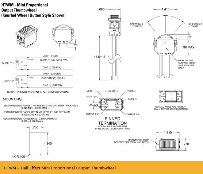OTTO HTWM Range of Hall Effect Thumbwheels (Mini Proportional Output)