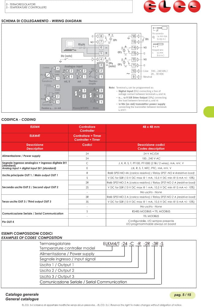 Elco Temperature Controller Microprocessor Based Regulators - ELKM4 Series