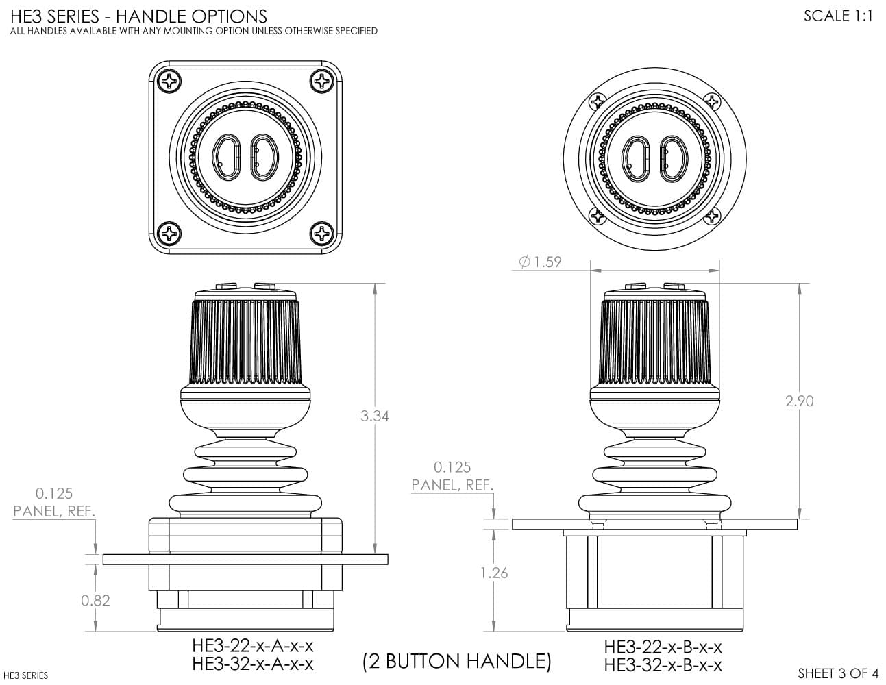 Ruffy HE3 Redundant Sensor, Fully Sealed Multi-Axis Hall Effect Joystick 2 Axis Range