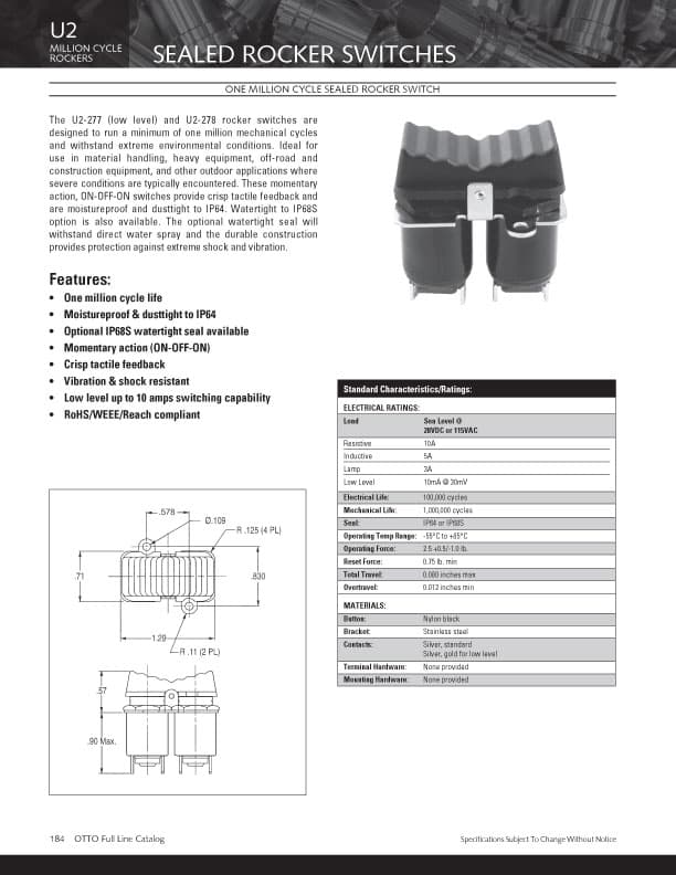 OTTO K5 Sealed Illuminated Rocker Switch Range with Legends