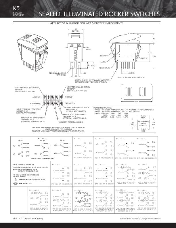 OTTO K5 Sealed Illuminated Rocker Switch Range