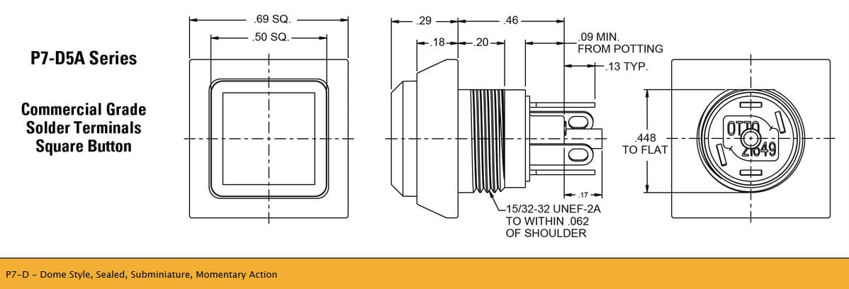 OTTO P7-D Range of Subminiture Pushbutton Switches