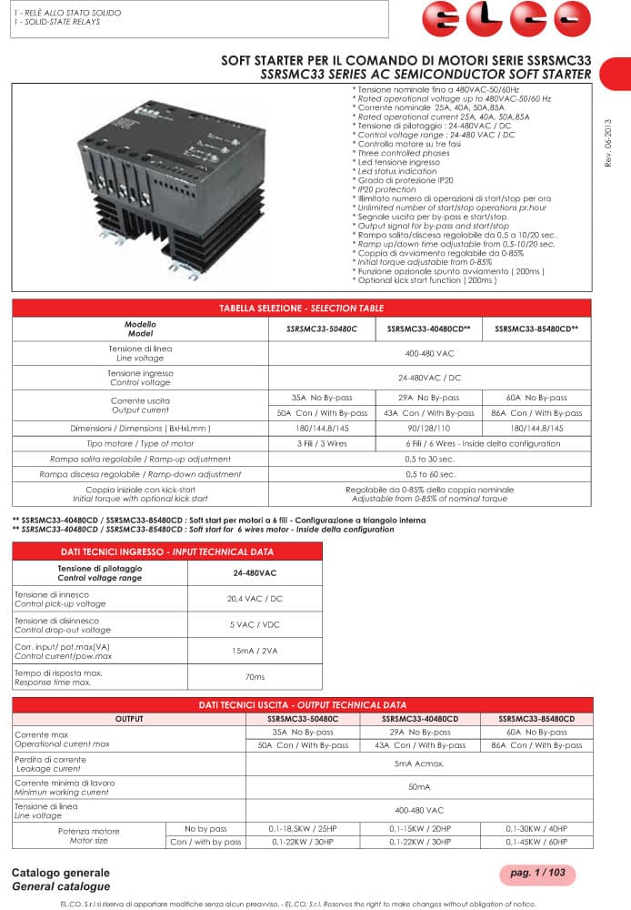Elco AC Semiconductor - SSRSMC33 Series (Soft Starter)