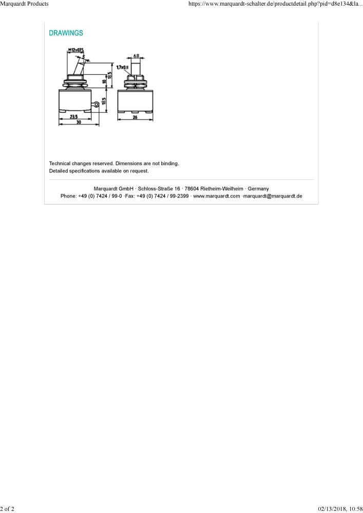 Marquardt Toggle Switch Series - 0100