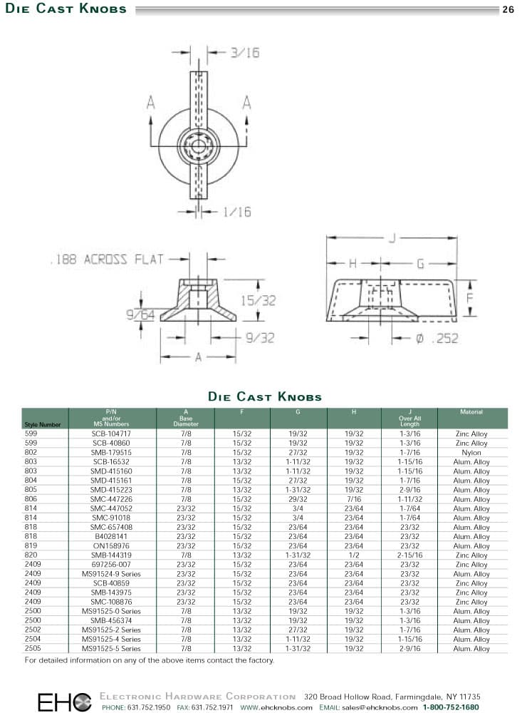 EHC Knob - Military Control Knobs - Casted Metal Knob Series